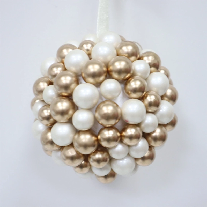 ADORNO NAVIDEÑO RIPLEY HOME ESFERA PERLAS BLANCO/DORADO - 2