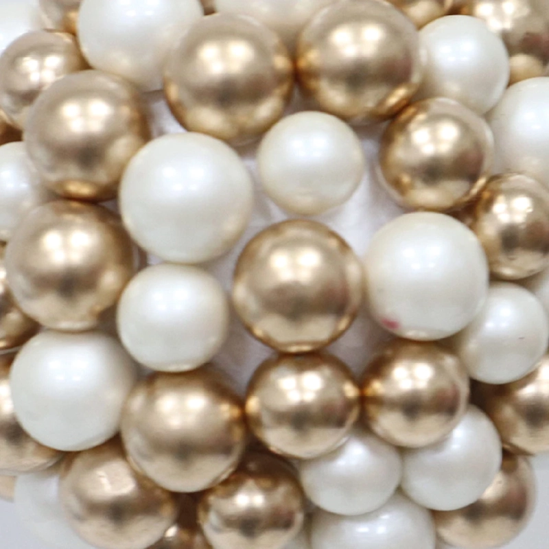ADORNO NAVIDEÑO RIPLEY HOME ESFERA PERLAS BLANCO/DORADO - 3