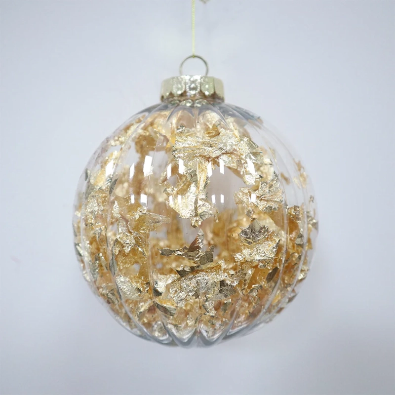 ADORNO NAVIDEÑO RIPLEY HOME ESFERA TRANSPARENTE ACANALADO ORO - 2