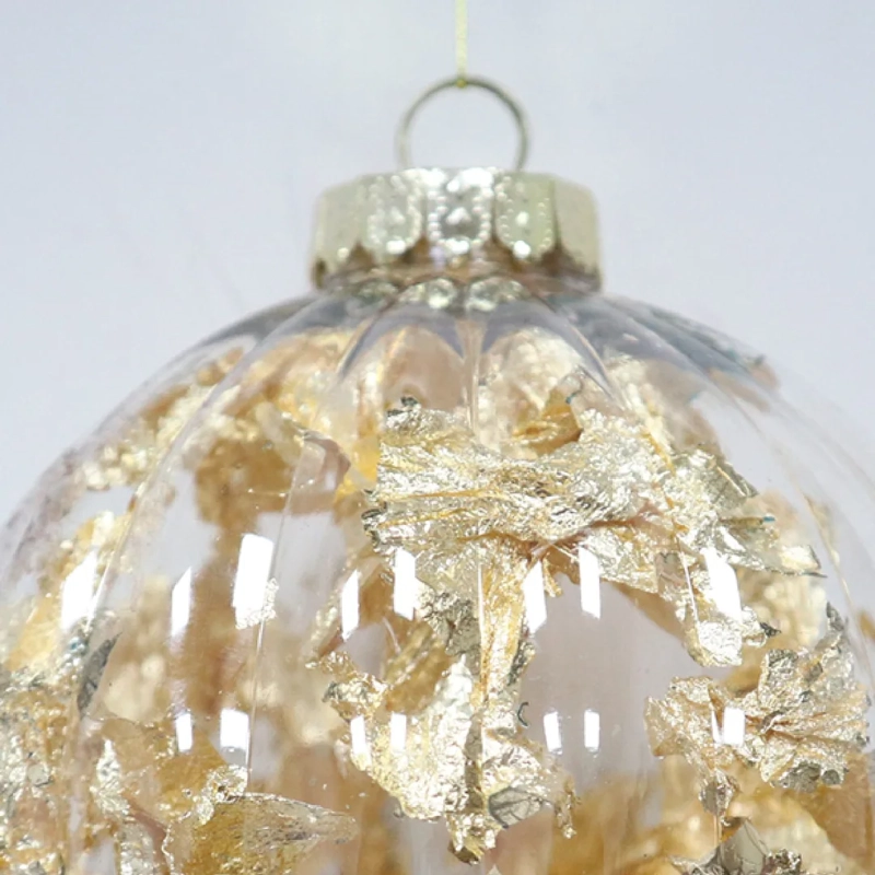 ADORNO NAVIDEÑO RIPLEY HOME ESFERA TRANSPARENTE ACANALADO ORO - 3