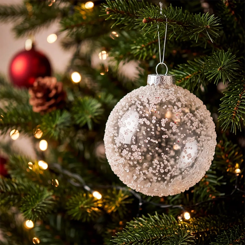 ADORNO NAVIDEÑO RIPLEY HOME NORDIC ESFERA PERLAS 15 CM TRANSPARENTE - 1