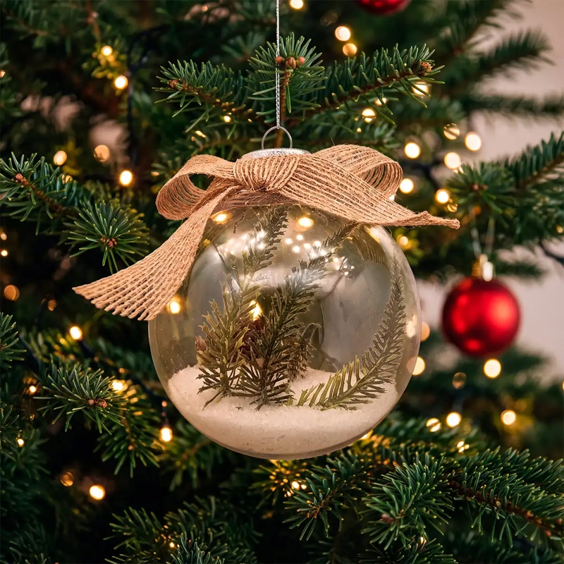 ADORNO NAVIDEÑO RIPLEY HOME NORDIC ESFERA TRANSPARENTE NIEVE - 1