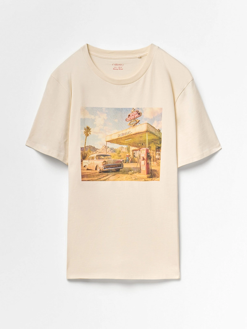 POLERA HOMBRE SFERA MANGA CORTA PRINT ESTACIÓN DE GAS - 5