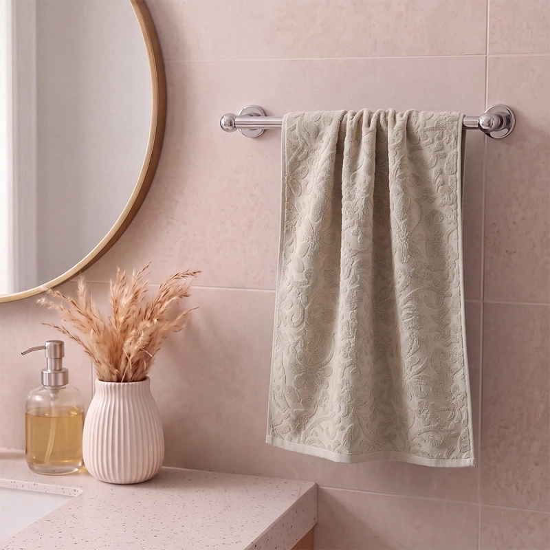 TOALLA DE MANO RIPLEY HOME JACQUARD AMELIE BEIGE - 1