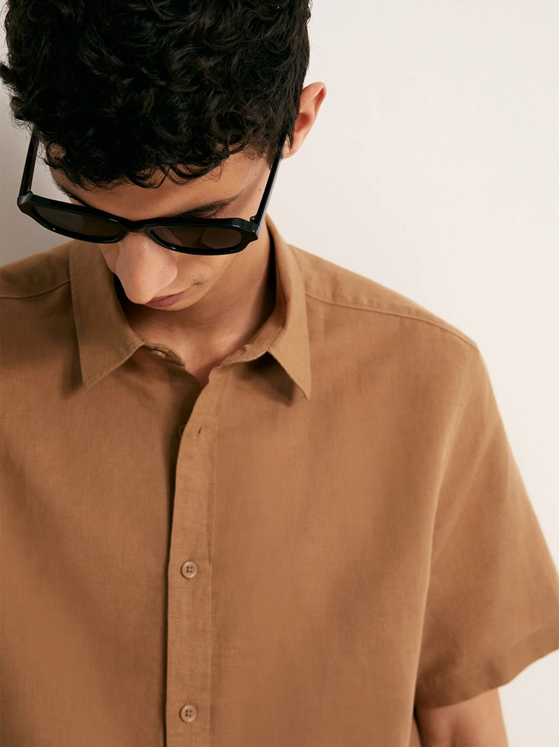 CAMISA HOMBRE SFERA LINO MANGA CORTA - 4