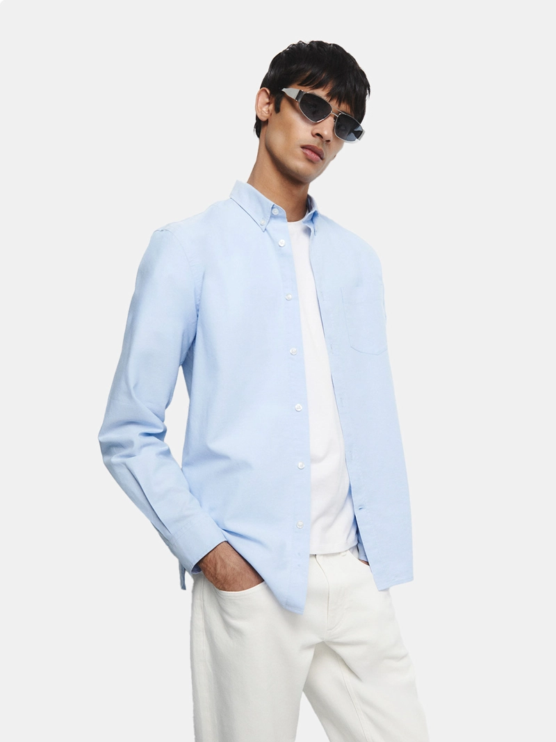 CAMISA MANGA LARGA HOMBRE SFERA ALGODÓN - 1