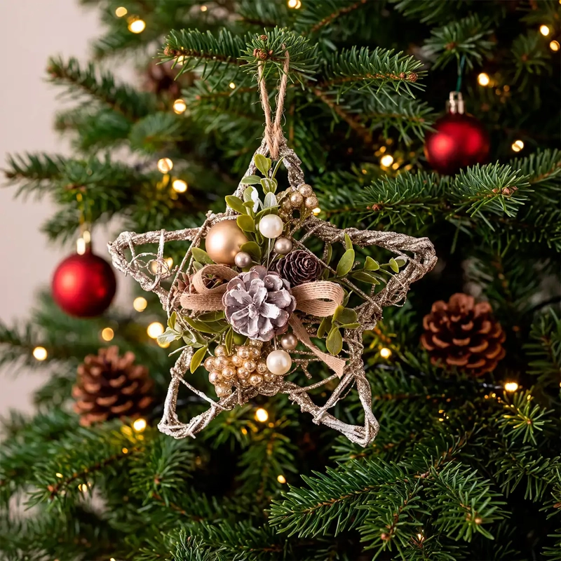 ADORNO NAVIDEÑO RIPLEY HOME NORDIC XMAS ESTRELLA RAMA GLITTER - 1