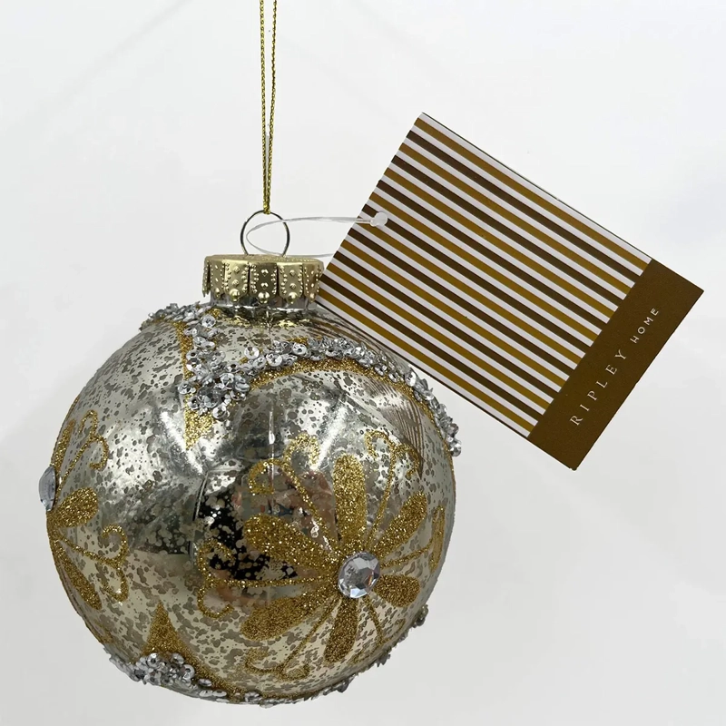 ADORNO NAVIDEÑO RIPLEY HOME ESFERA FLORES GOLD - 2