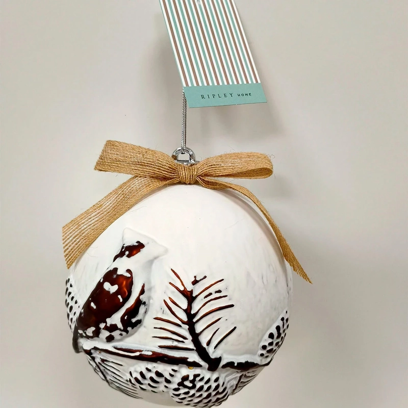 ADORNO NAVIDEÑO RIPLEY HOME TRADITION XMAS ESFERA VINTAGE BLANCO - 1