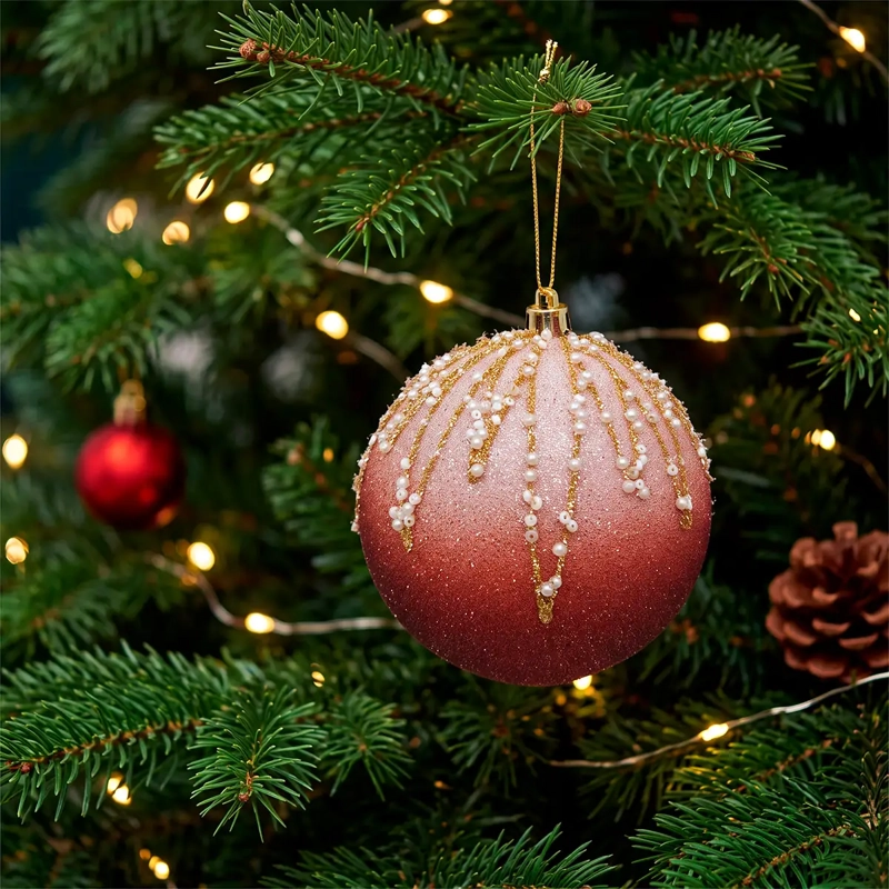 ADORNO NAVIDEÑO RIPLEY HOME WINE ROSE ESFERA DEGRADE BRILLOS - 1