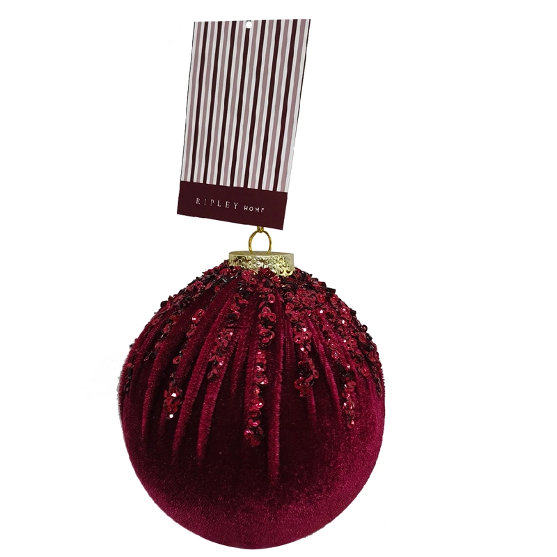 ADORNO NAVIDEÑO RIPLEY HOME WINE ROSE ESFERA VELVET LÍNEAS BRILLO - 2