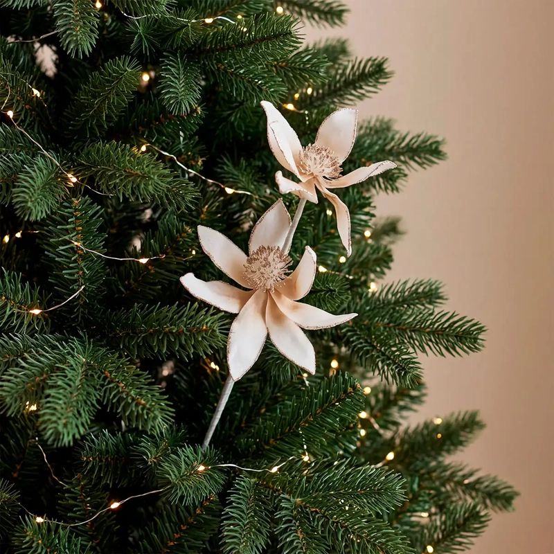 ADORNO NAVIDEÑO RIPLEY HOME POINTSETIA DOBLE FLOR DORADO - 1