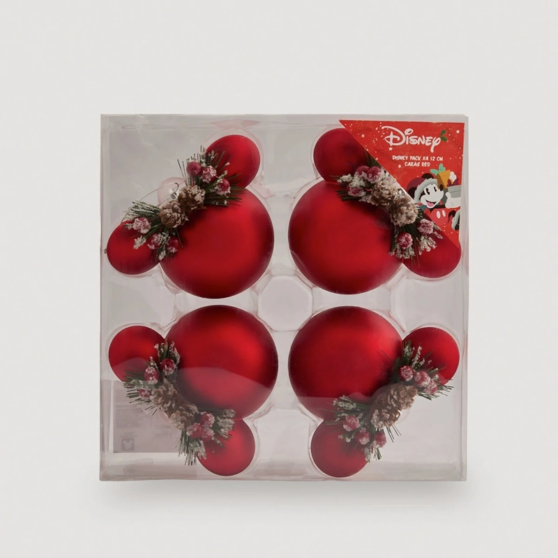 ADORNO NAVIDEÑO DISNEY PACK X4 12 CM CARAS ROJO - 2