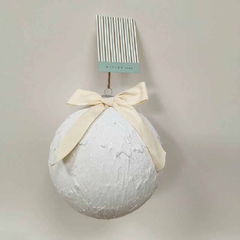 ADORNO NAVIDEÑO RIPLEY HOME NORDIC XMAS ESFERA LAZO BLANCO - 2
