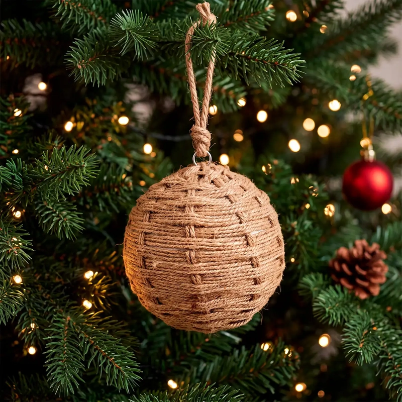 ADORNO NAVIDEÑO RIPLEY HOME NORDIC XMAS ESFERA SISAL TEJIDO - 1