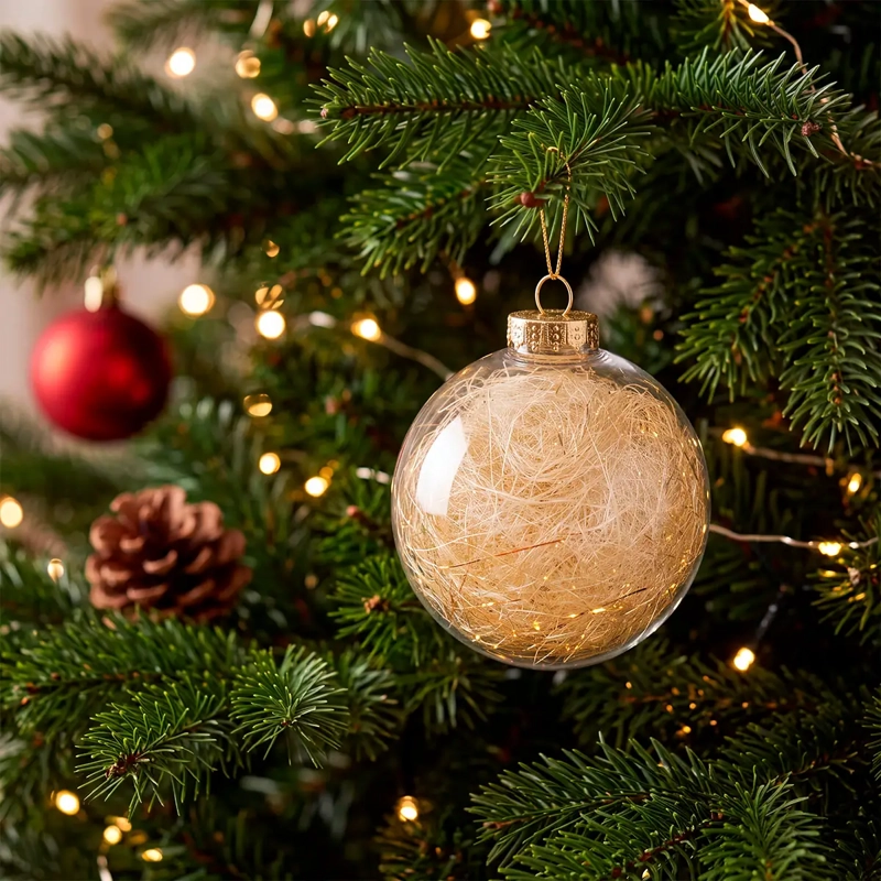 ADORNO NAVIDEÑO RIPLEY HOME NORDIC XMAS ESFERA ACERRÍN TRANSPARENTE GOLD - 1