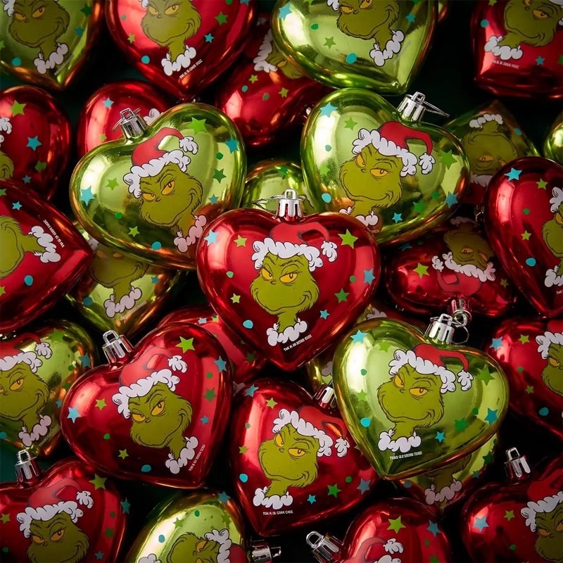 PACK X4 ADORNOS NAVIDEÑO GRINCH CORAZONES - 1