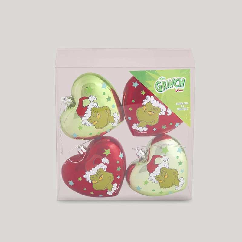 PACK X4 ADORNOS NAVIDEÑO GRINCH CORAZONES - 4