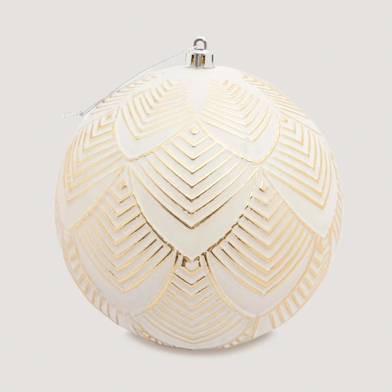 ADORNO NAVIDEÑO RIPLEY HOME ESFERA BLANCA RAYAS DORADO - 2