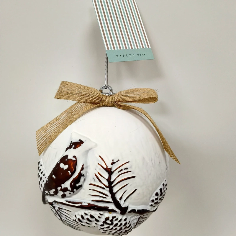 ADORNO NAVIDEÑO RIPLEY HOME NORDIC XMAS ESFERA VINTAGE PÁJARO BLANCO - 2