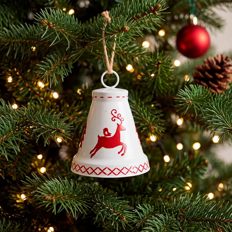ADORNO NAVIDEÑO RIPLEY HOME TRADITIONAL XMAS CAMPANA RENO BLANCO - 1