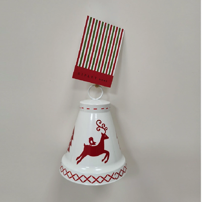 ADORNO NAVIDEÑO RIPLEY HOME TRADITIONAL XMAS CAMPANA RENO BLANCO - 2