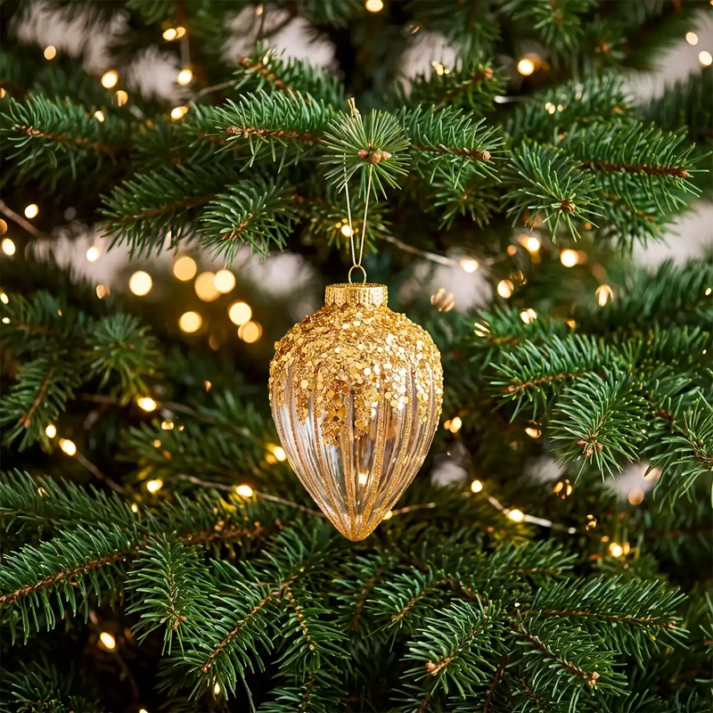 ADORNO NAVIDEÑO RIPLEY HOME LAGRIMA ACANALADO GOLD - 1