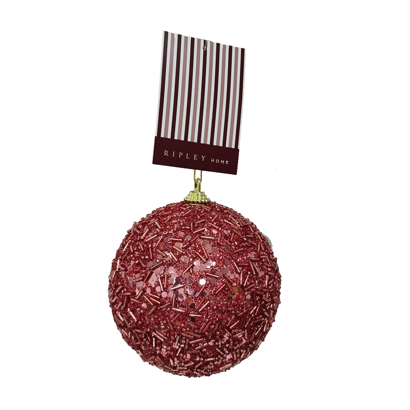 ADORNO NAVIDEÑO RIPLEY HOME WINE ROSE ESFERA LENTEJUELA BRILLO - 2