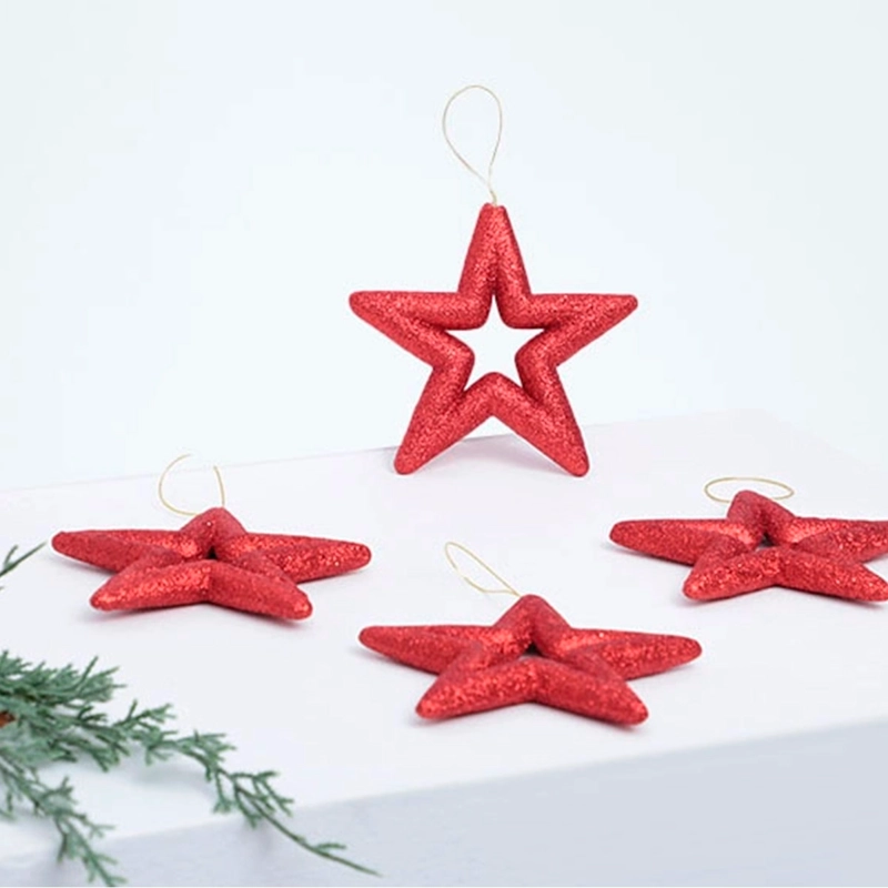 ADORNO NAVIDEÑO RIPLEY HOME GLAM ESTRELLA X4 ROJO - 2