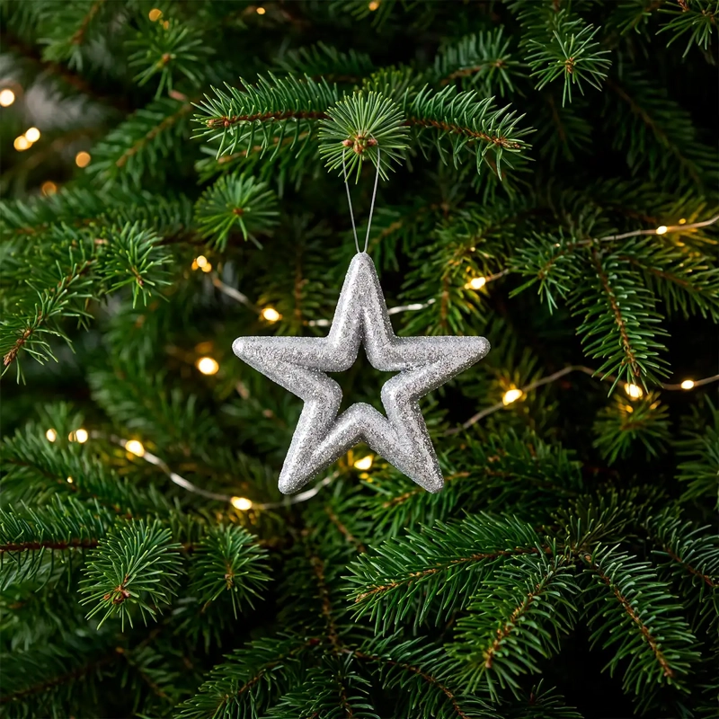 ADORNO NAVIDEÑO RIPLEY HOME GLAM ESTRELLA X4 PLATEADO - 1