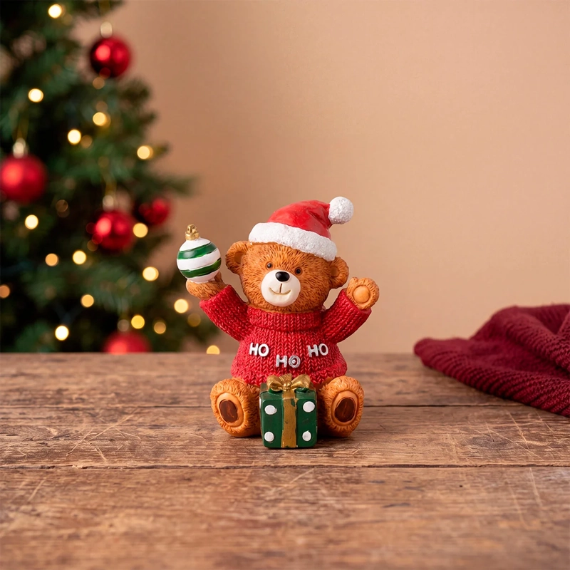 ADORNO NAVIDEÑO RIPLEY HOME TEDDY OSO SENTADO REGALO - 1