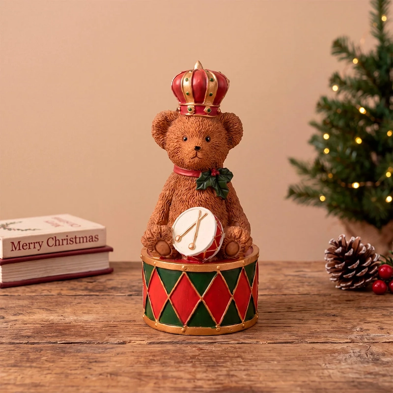 ADORNO NAVIDEÑO RIPLEY HOME TEDDY OSO SENTADO TAMBOR - 1
