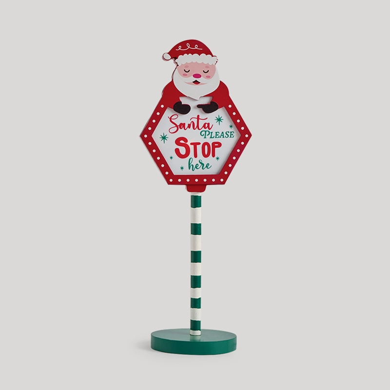 ADORNO NAVIDEÑO RIPLEY HOME TRADITIONAL XMAS SANTA STOP HERE 34 CM - 2