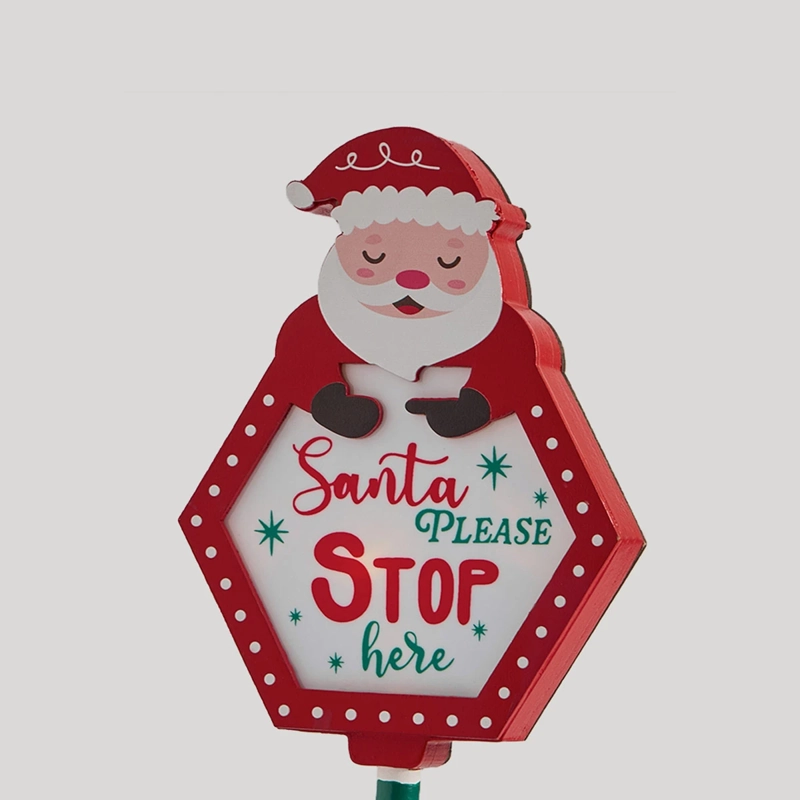 ADORNO NAVIDEÑO RIPLEY HOME TRADITIONAL XMAS SANTA STOP HERE 34 CM - 3