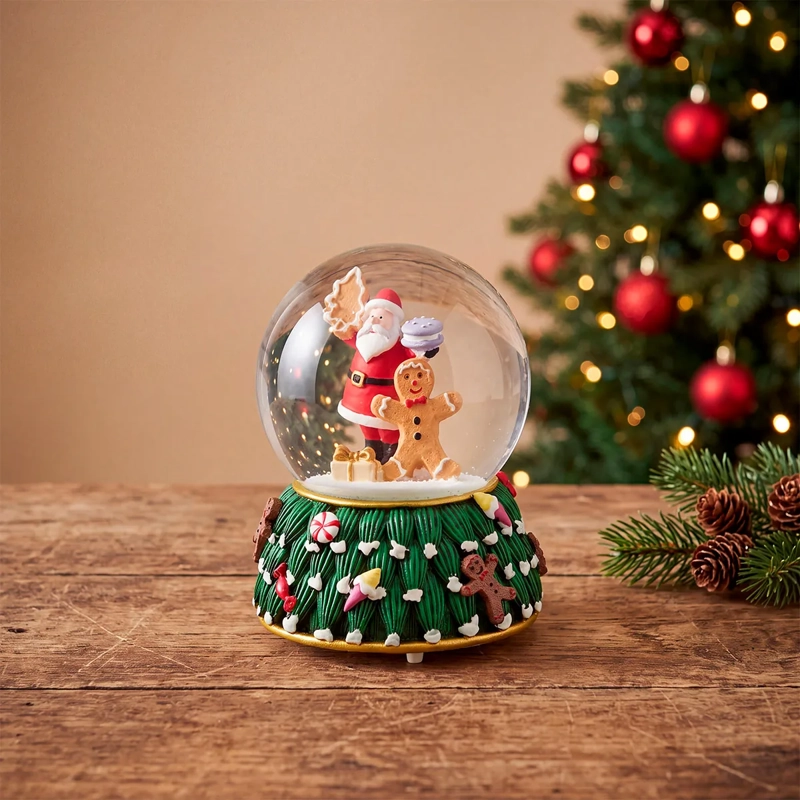 ADORNO NAVIDEÑO RIPLEY HOME ESFERA DE AGUA M SANTA + GALLETA - 1