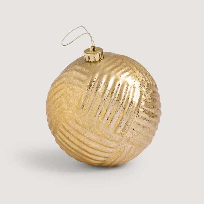 ADORNO NAVIDEÑO RIPLEY HOME ESFERA ACANALADO 15 CM DORADO - 1