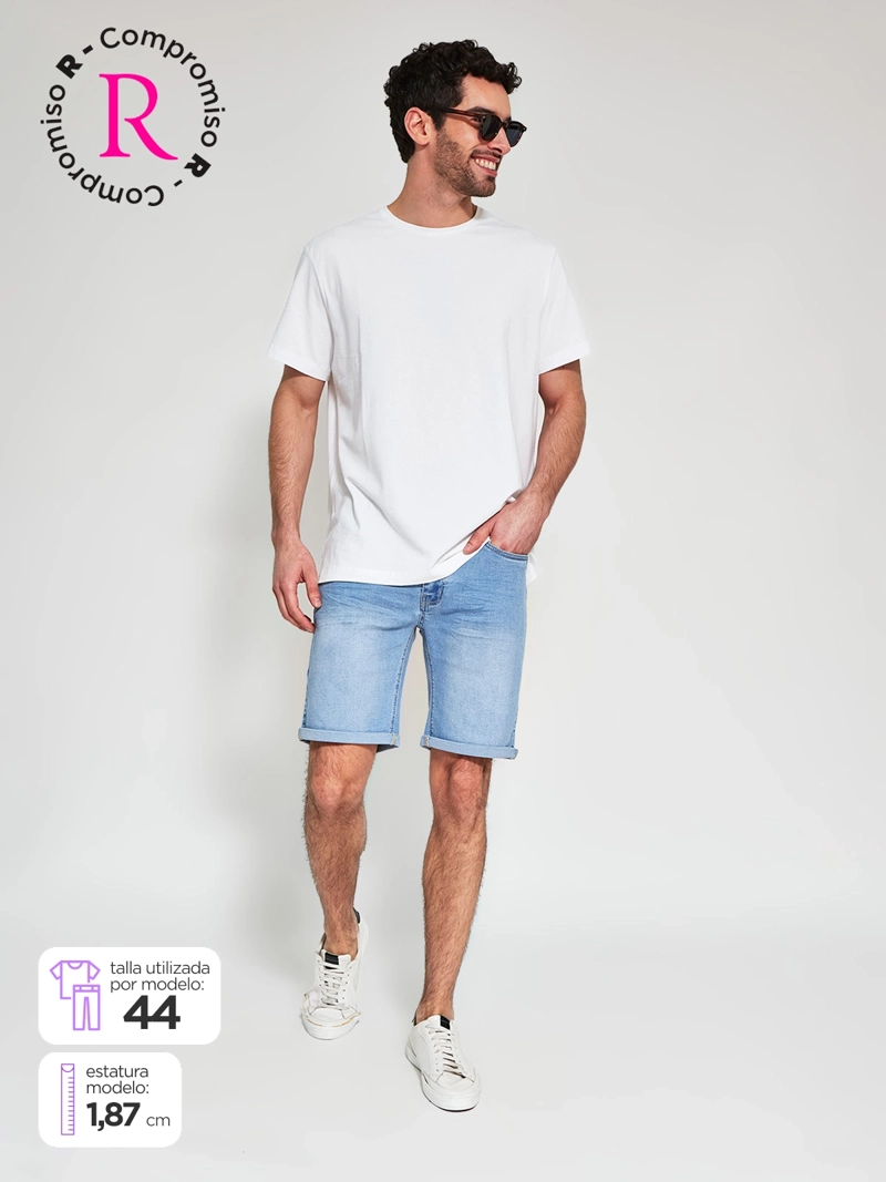 SHORT HOMBRE ROBERT LEWIS ALGODÓN DENIM BÁSICO - 1