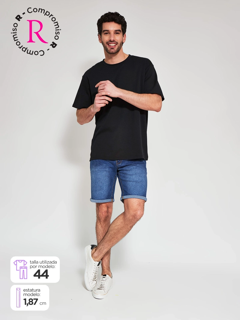 SHORT HOMBRE ROBERT LEWIS ALGODÓN DENIM BÁSICO - 1