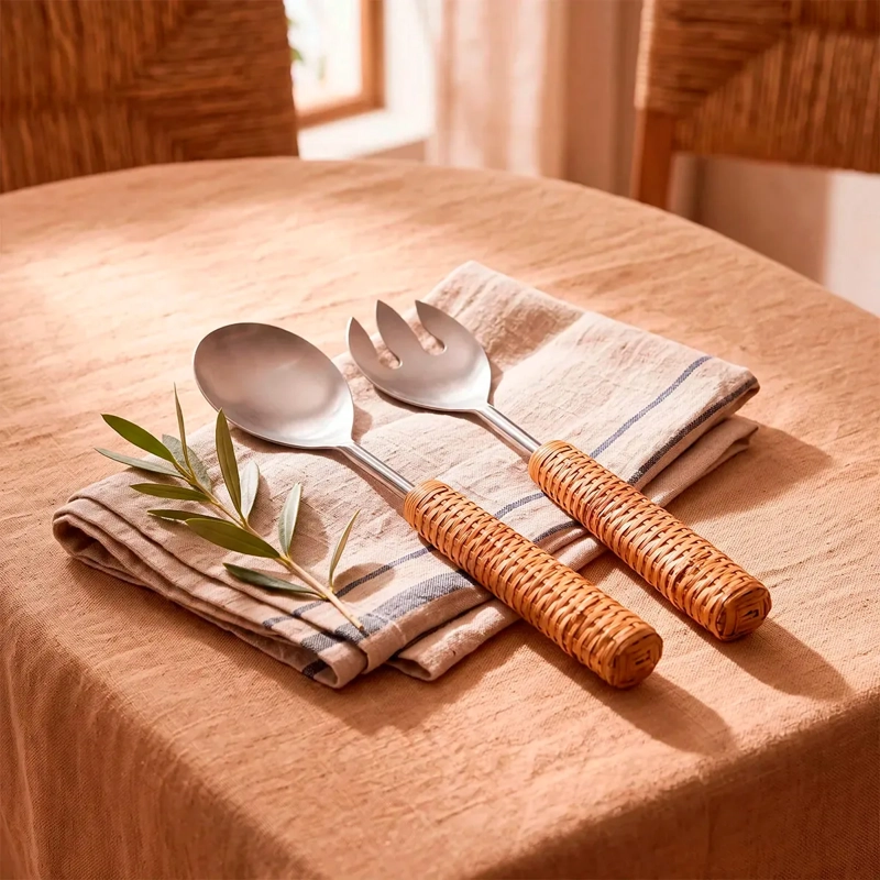 SET CUBIERTOS DE SERVIR RIPLEY HOME RATTAN CAPRI CAFÉ - 1