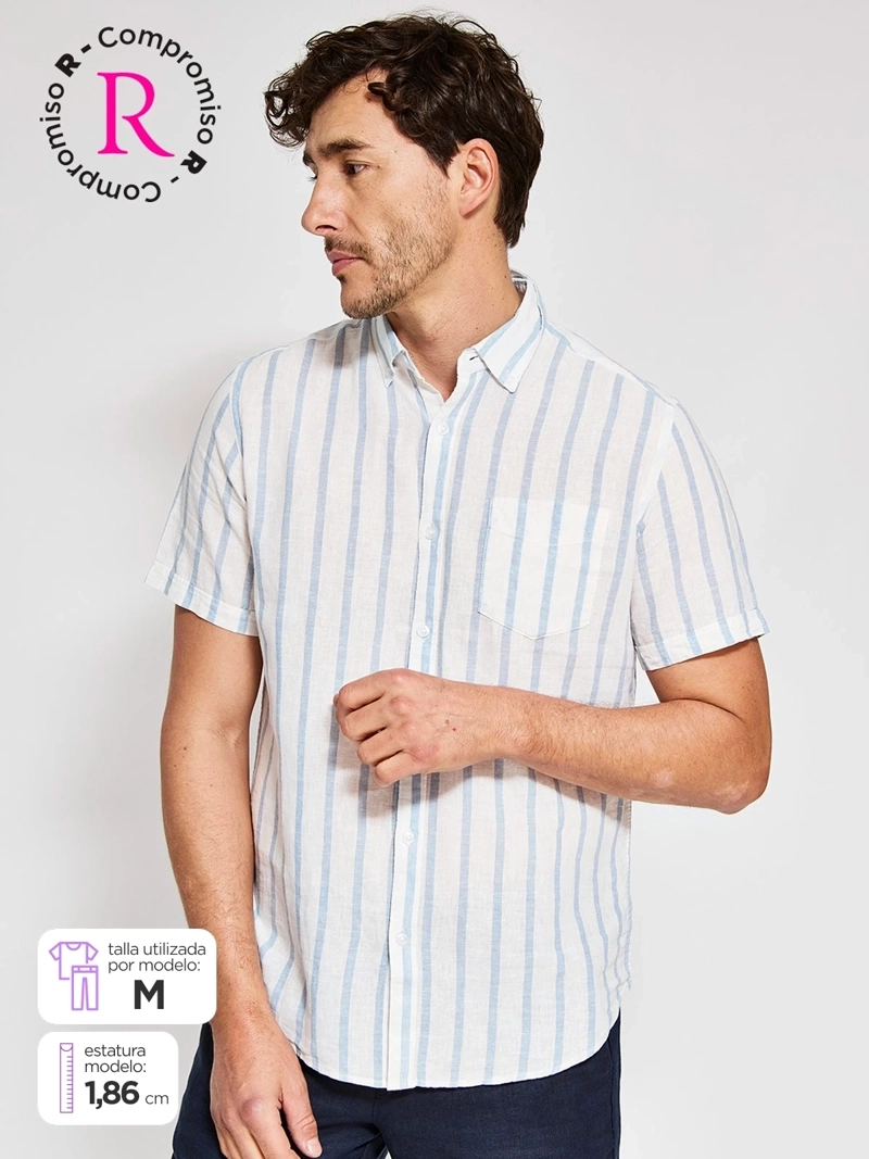 CAMISA HOMBRE KENNETH STEVENS LINO MANGA CORTA - 1