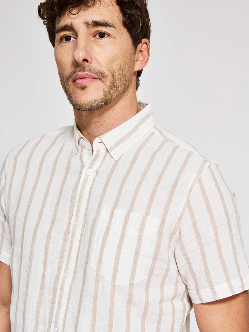 CAMISA HOMBRE KENNETH STEVENS LINO MANGA CORTA - 3
