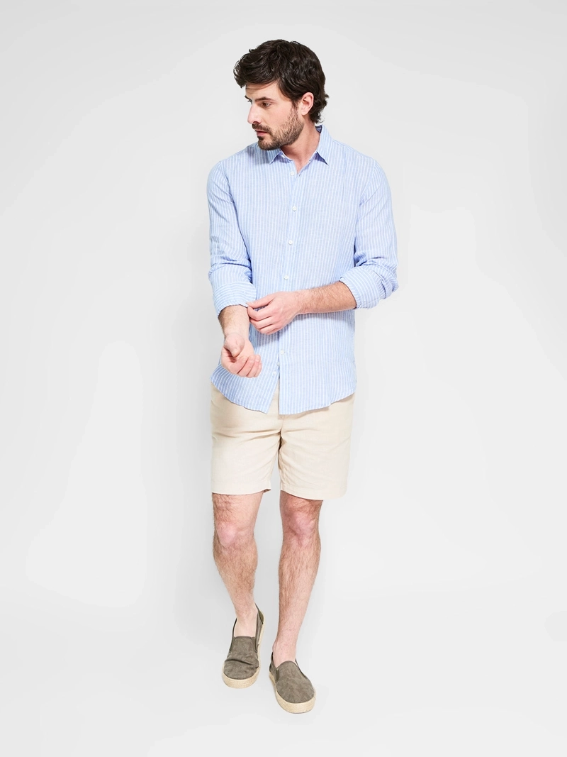 CAMISA HOMBRE CACHAREL LINO MANGA LARGA LÍNEAS - 4