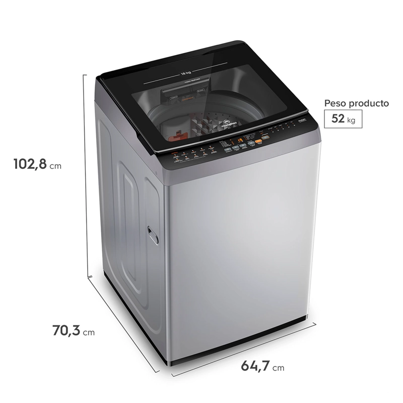 LAVADORA CARGA SUPERIOR MADEMSA MDWMT18S 18KG GRIS - 3