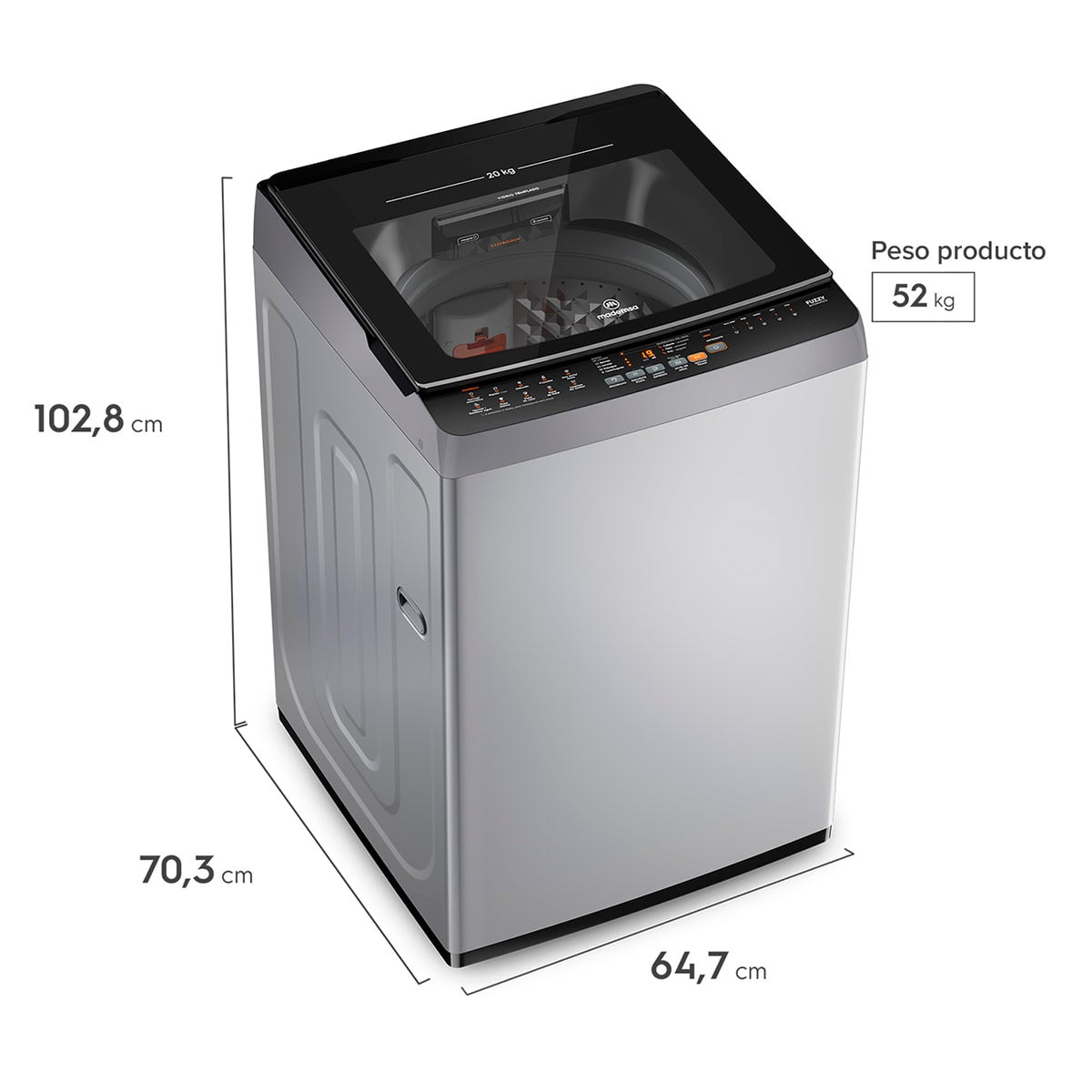 LAVADORA CARGA SUPERIOR MADEMSA MDWMT20S 20KG GRIS - 3