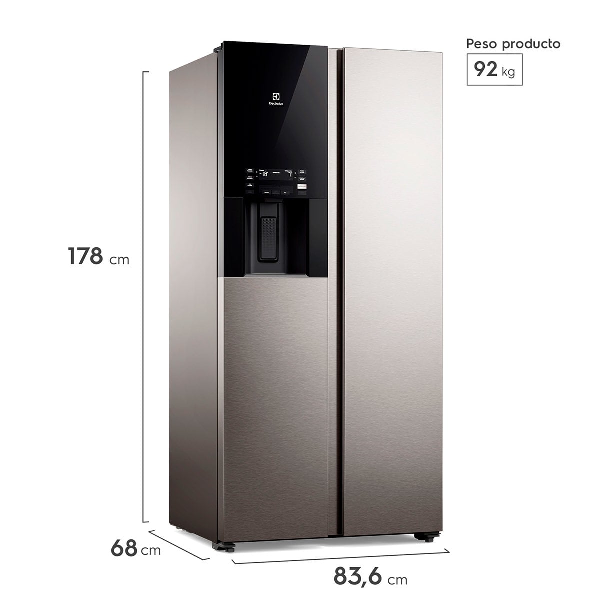 REFRIGERADOR SIDE BY SIDE ELECTROLUX ES4WS 481L NO FROST ACERO - 3