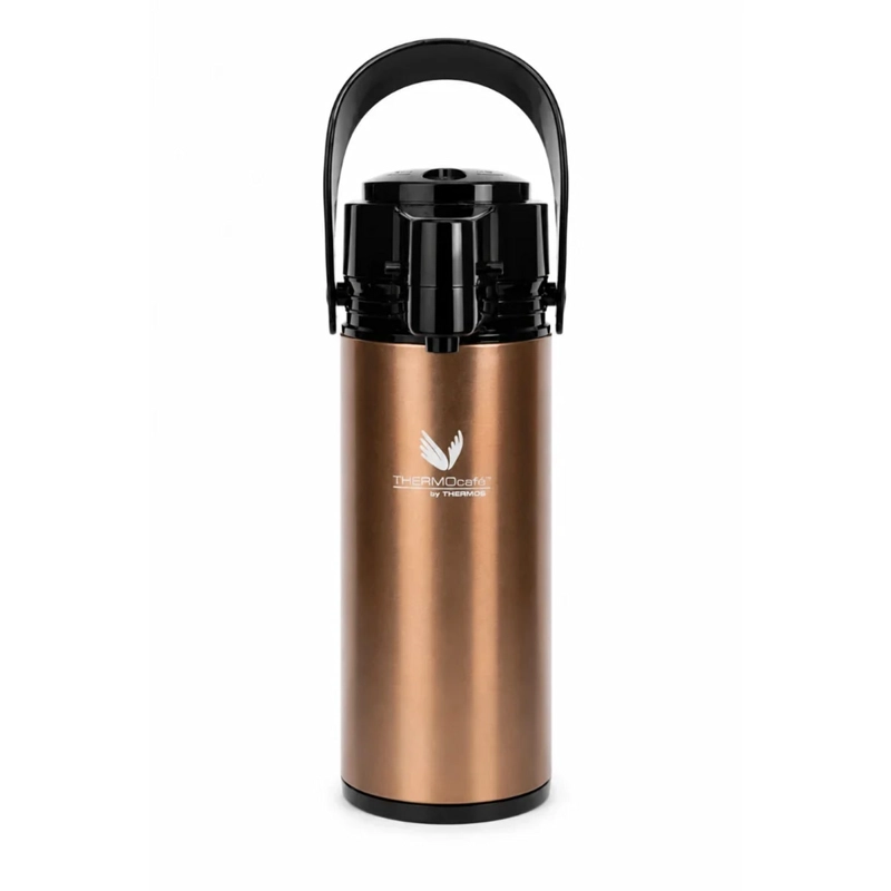 TERMO THERMOS SIFÓN VIDRIO CAFÉ 1.9 LITROS ROSA/DORADO - 1