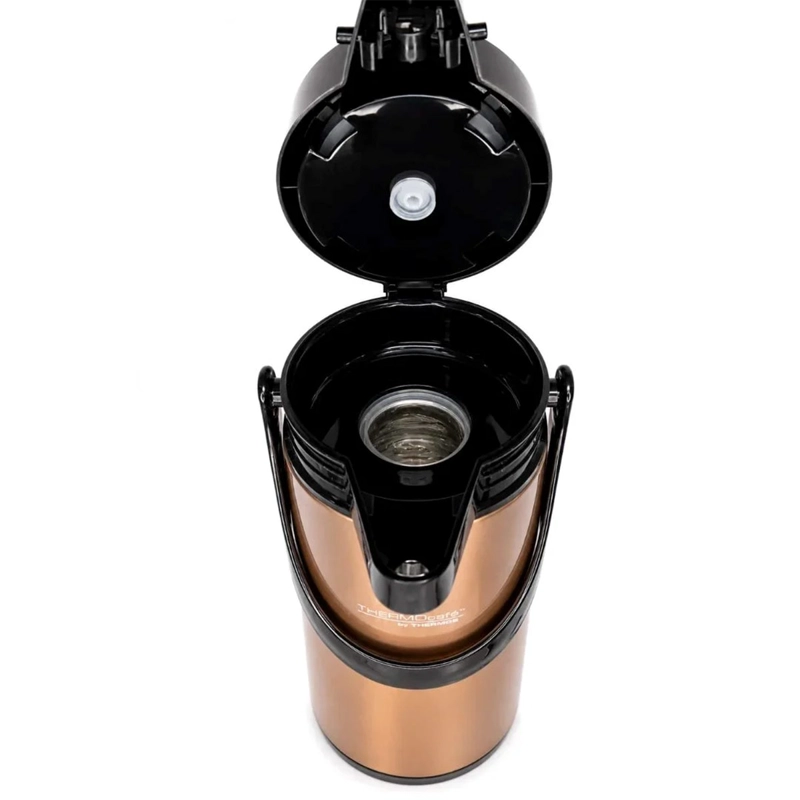 TERMO THERMOS SIFÓN VIDRIO CAFÉ 1.9 LITROS ROSA/DORADO - 3