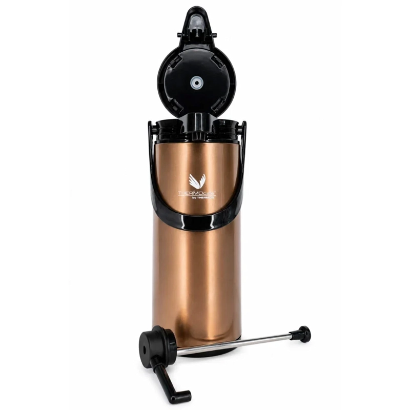 TERMO THERMOS SIFÓN VIDRIO CAFÉ 1.9 LITROS ROSA/DORADO - 4