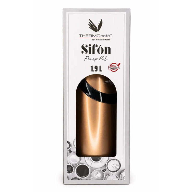 TERMO THERMOS SIFÓN VIDRIO CAFÉ 1.9 LITROS ROSA/DORADO - 5