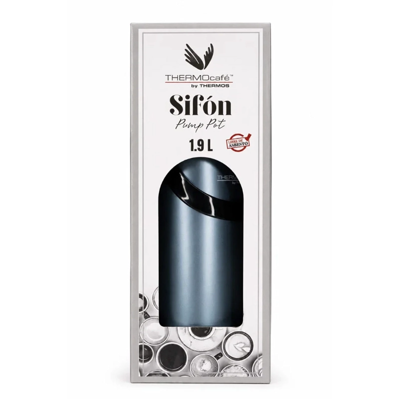 TERMO THERMOS SIFÓN VIDRIO CAFÉ 1.9 LITROS AZUL - 5